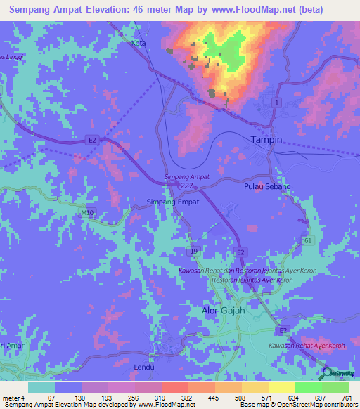 Sempang Ampat,Malaysia Elevation Map