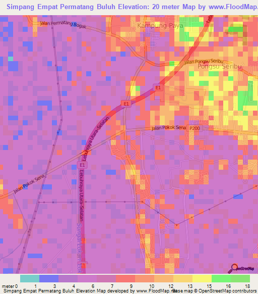 Simpang Empat Permatang Buluh,Malaysia Elevation Map