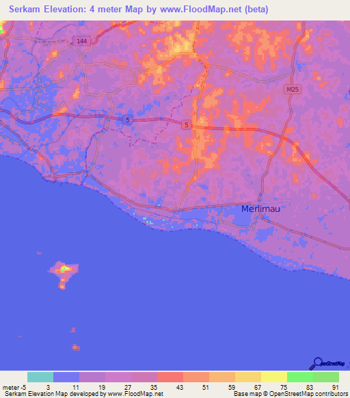 Serkam,Malaysia Elevation Map