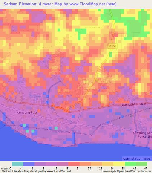 Serkam,Malaysia Elevation Map