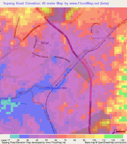 Sepang Road,Malaysia Elevation Map
