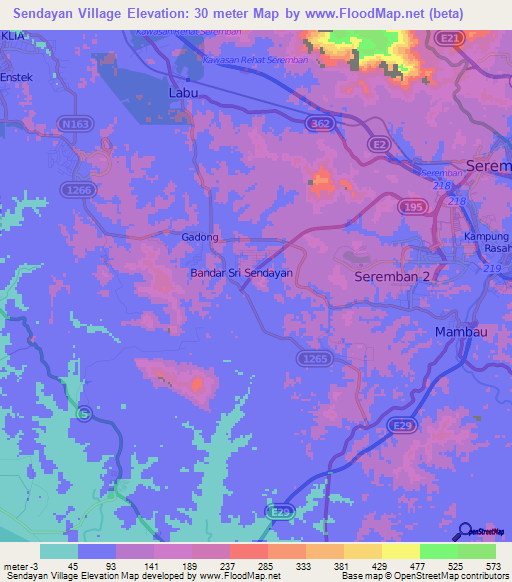Sendayan Village,Malaysia Elevation Map