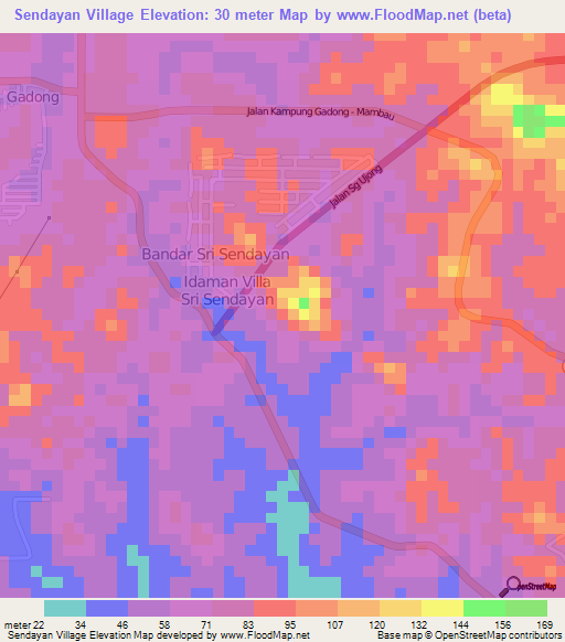 Sendayan Village,Malaysia Elevation Map