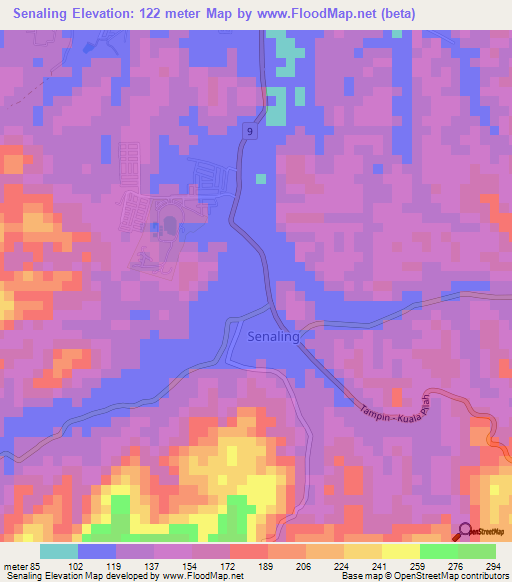 Senaling,Malaysia Elevation Map