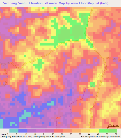 Sempang Sentul,Malaysia Elevation Map