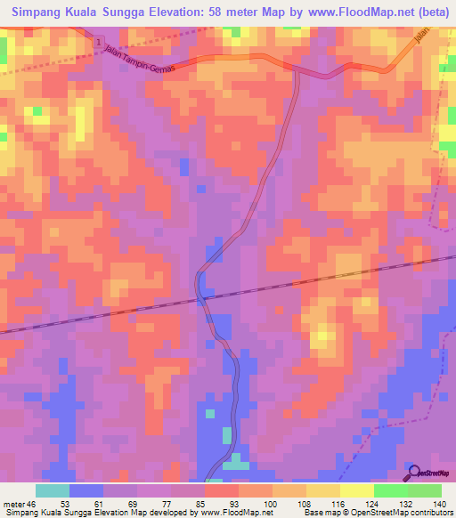 Simpang Kuala Sungga,Malaysia Elevation Map