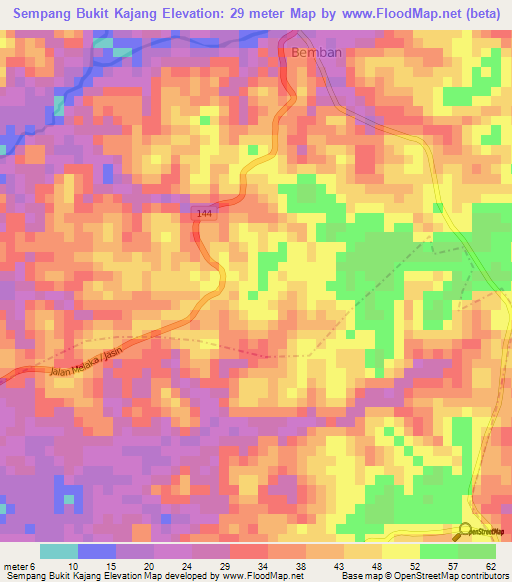 Sempang Bukit Kajang,Malaysia Elevation Map