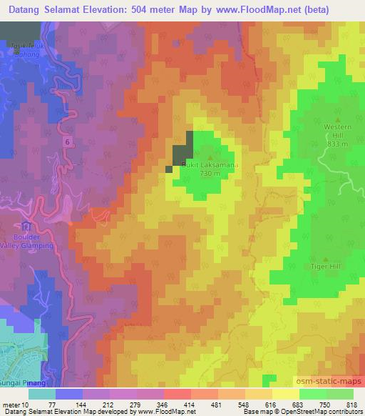 Datang Selamat,Malaysia Elevation Map