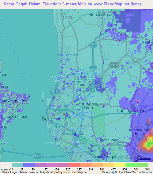 Sama Gagah Dalam,Malaysia Elevation Map