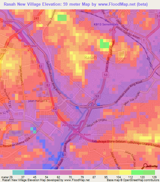 Rasah New Village,Malaysia Elevation Map