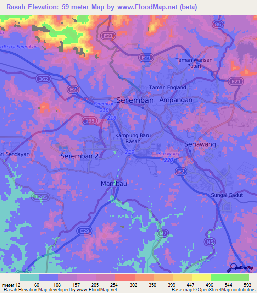 Rasah,Malaysia Elevation Map