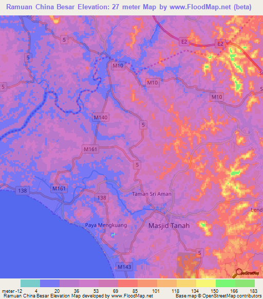 Ramuan China Besar,Malaysia Elevation Map