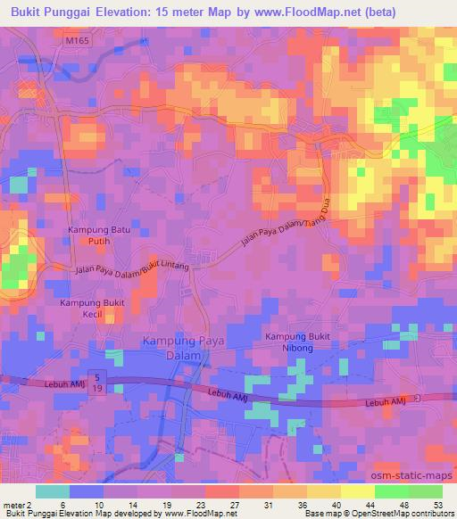 Bukit Punggai,Malaysia Elevation Map