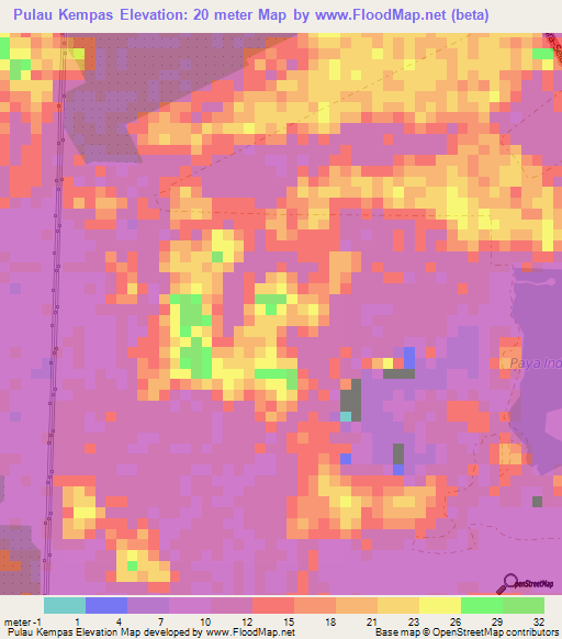 Pulau Kempas,Malaysia Elevation Map