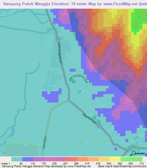 Kampung Pokok Manggis,Malaysia Elevation Map