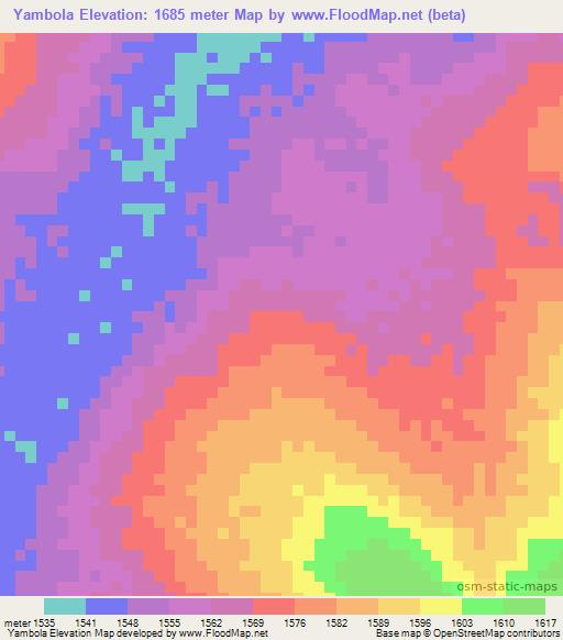 Yambola,Zambia Elevation Map