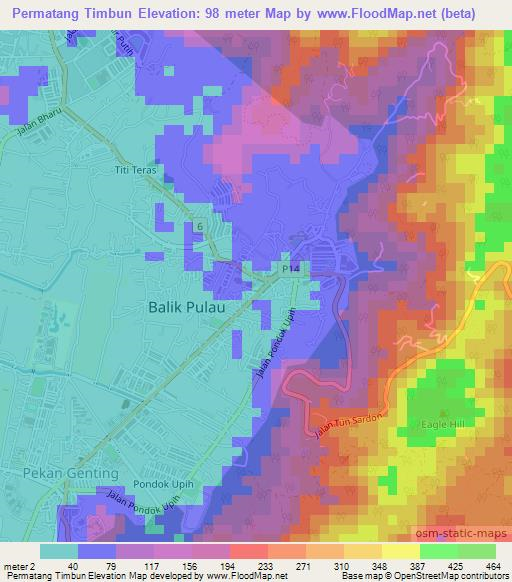 Permatang Timbun,Malaysia Elevation Map