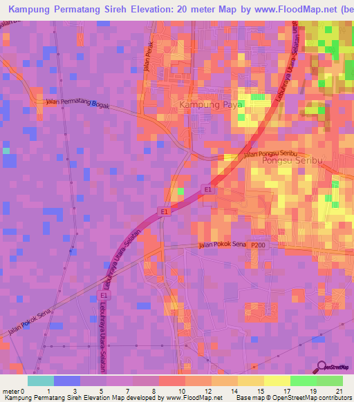 Kampung Permatang Sireh,Malaysia Elevation Map