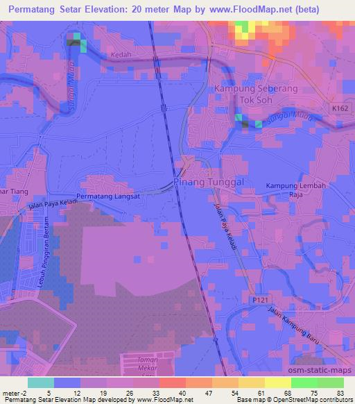 Permatang Setar,Malaysia Elevation Map