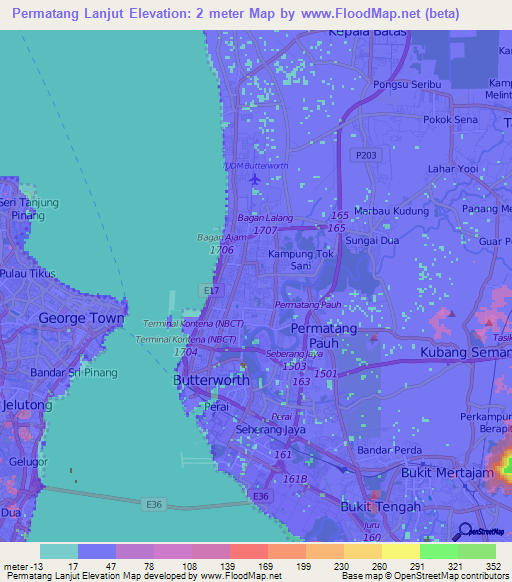 Elevation of Permatang Lanjut,Malaysia Elevation Map, Topography, Contour