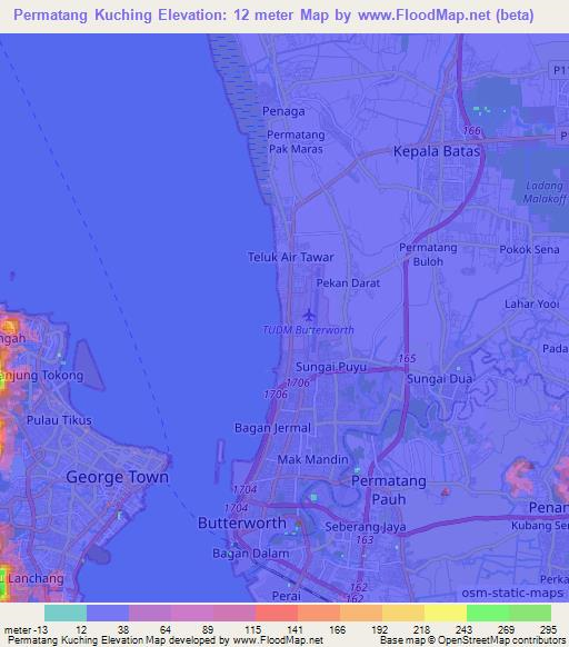 Permatang Kuching,Malaysia Elevation Map