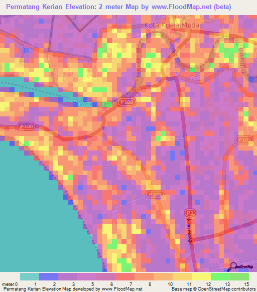 Permatang Kerian,Malaysia Elevation Map