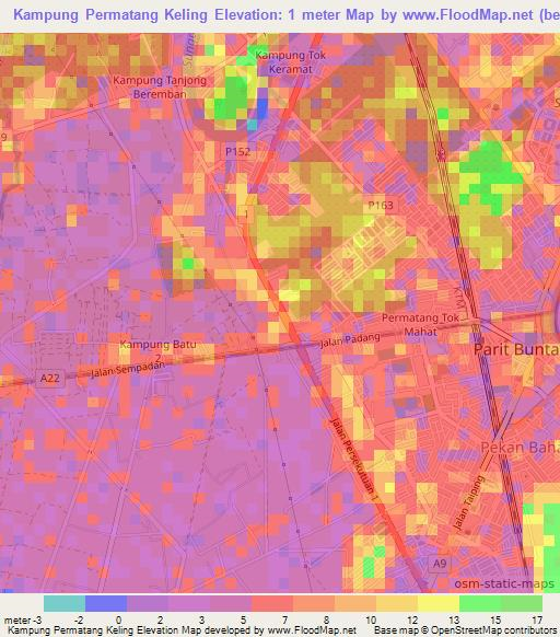 Kampung Permatang Keling,Malaysia Elevation Map