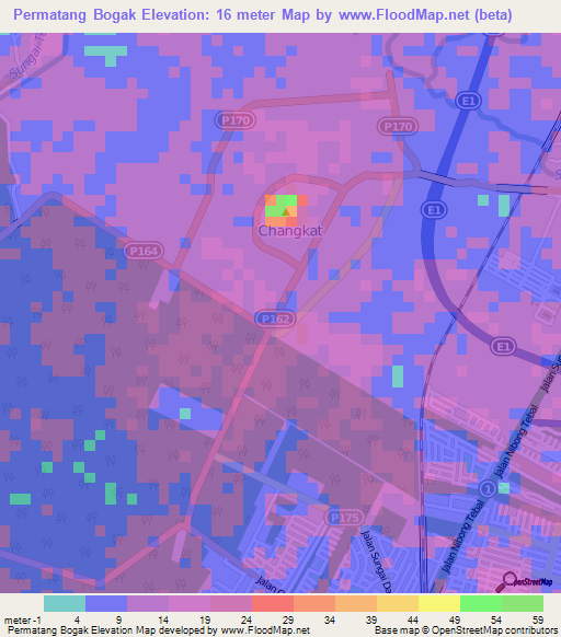Permatang Bogak,Malaysia Elevation Map