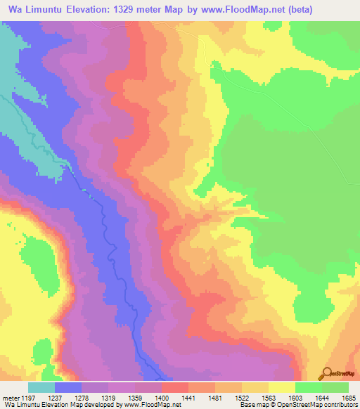 Wa Limuntu,Zambia Elevation Map