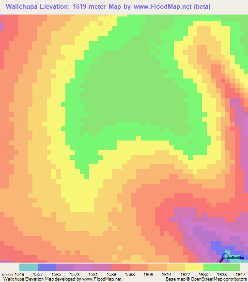 Walichupa,Zambia Elevation Map