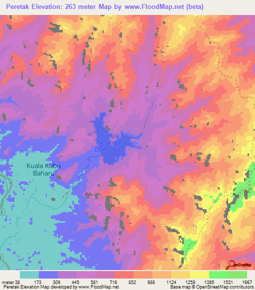 Peretak,Malaysia Elevation Map