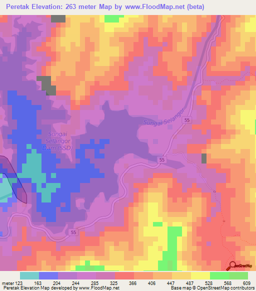 Peretak,Malaysia Elevation Map