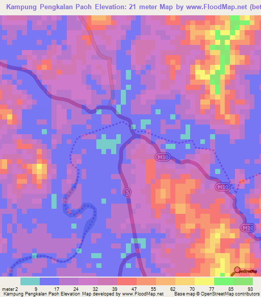 Kampung Pengkalan Paoh,Malaysia Elevation Map