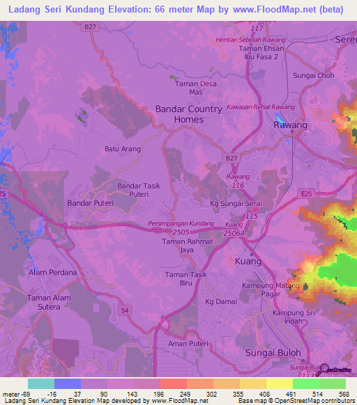 Ladang Seri Kundang,Malaysia Elevation Map