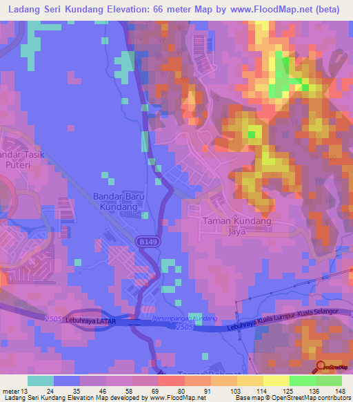 Ladang Seri Kundang,Malaysia Elevation Map