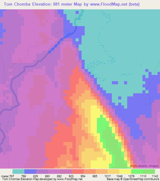 Tom Chomba,Zambia Elevation Map