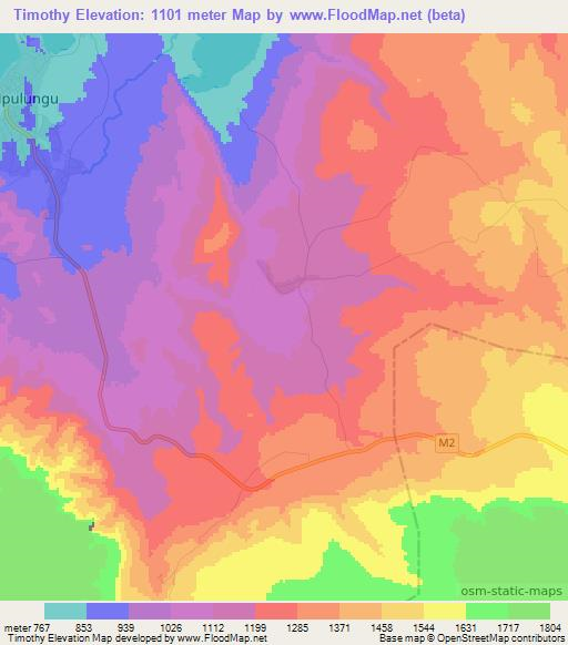 Timothy,Zambia Elevation Map