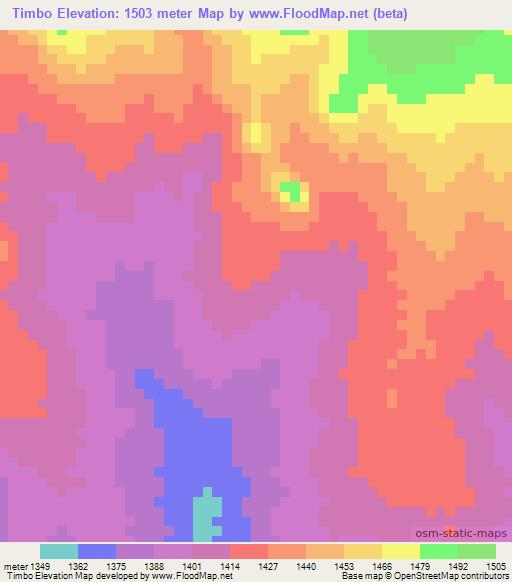 Timbo,Zambia Elevation Map