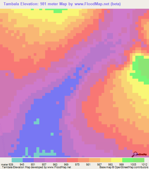 Tambala,Zambia Elevation Map