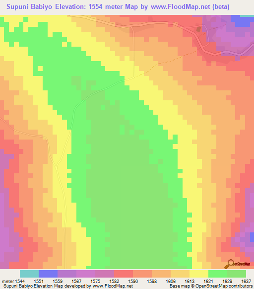 Supuni Babiyo,Zambia Elevation Map