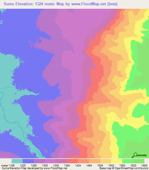 Sume,Zambia Elevation Map