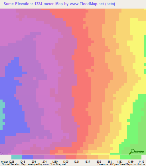 Sume,Zambia Elevation Map