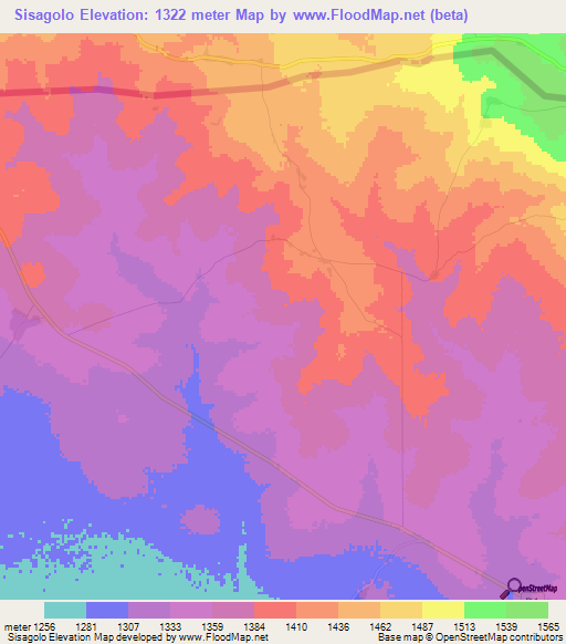 Sisagolo,Zambia Elevation Map