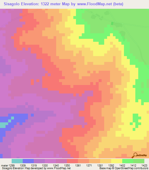 Sisagolo,Zambia Elevation Map