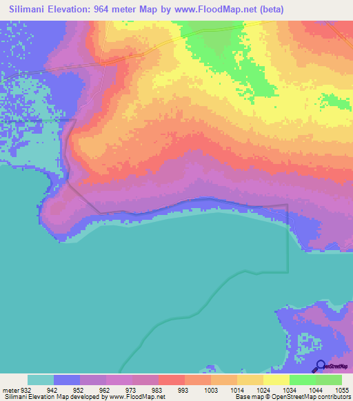 Silimani,Zambia Elevation Map