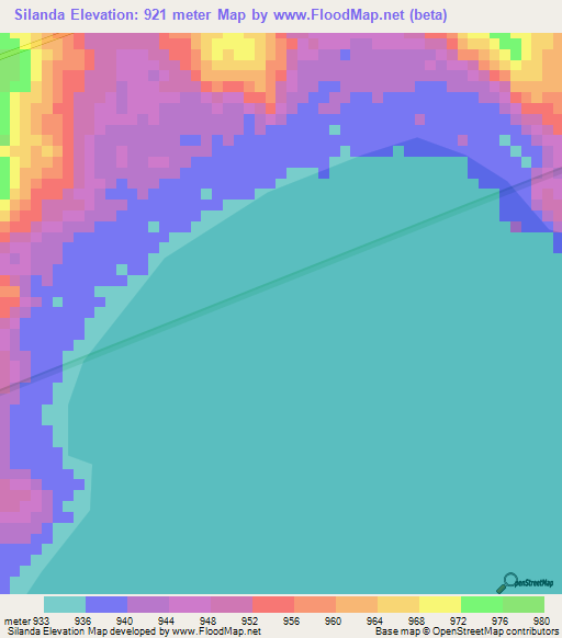 Silanda,Zambia Elevation Map