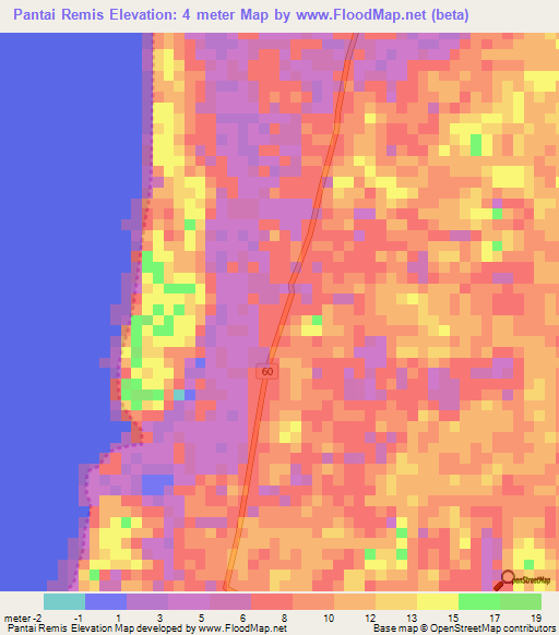 Pantai Remis,Malaysia Elevation Map