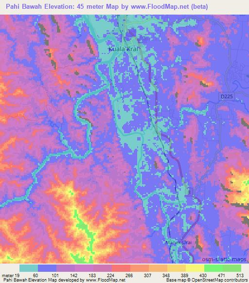 Pahi Bawah,Malaysia Elevation Map