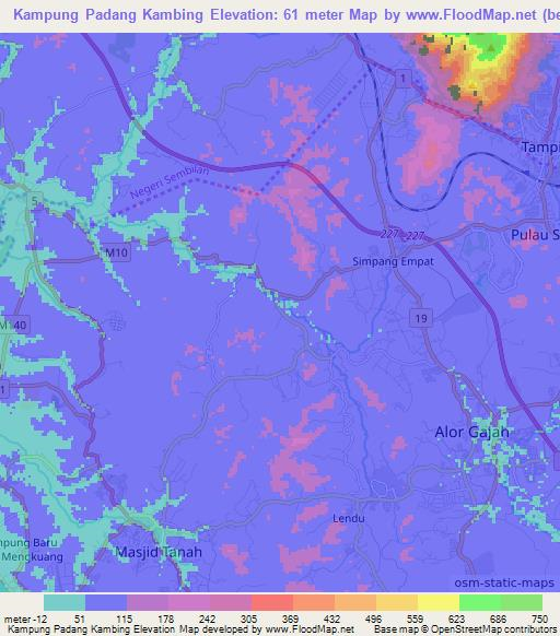 Kampung Padang Kambing,Malaysia Elevation Map