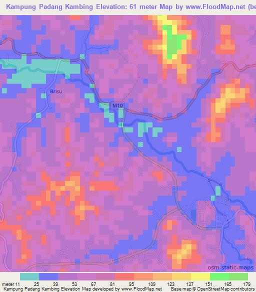 Kampung Padang Kambing,Malaysia Elevation Map